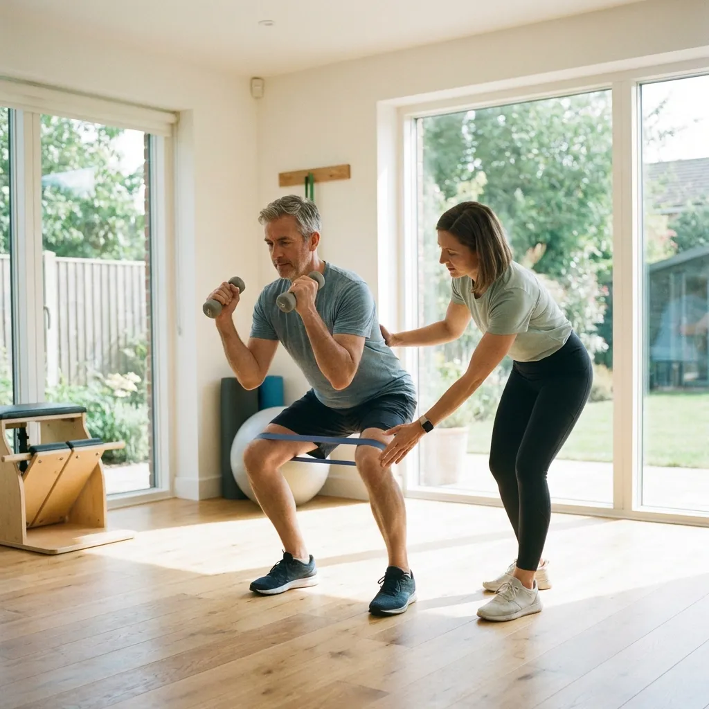 Person trainiert vorsichtig mit Theraband für gelenkschonendes Arthrose-Training