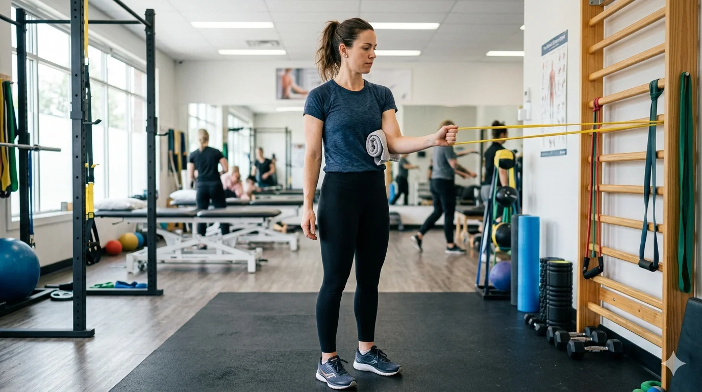 Frau hält sich die schmerzende Schulter – Schulter Impingement Übungen | TB Personaltrainer Köln